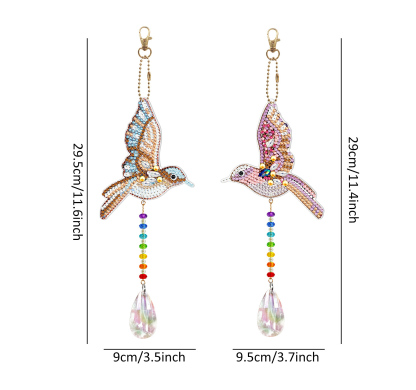 Diamond painting double-sided pendant DIY handmade diamond keychain wind chime cross-border decoration painting