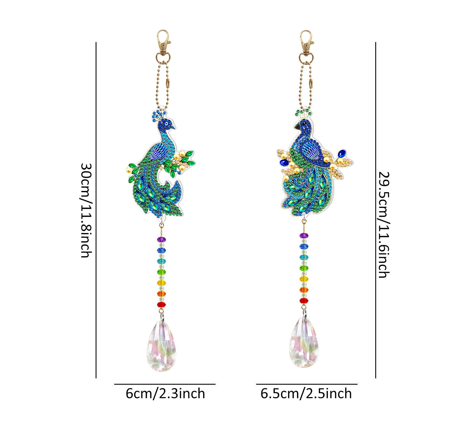 Diamond painting double-sided pendant DIY handmade diamond keychain wind chime cross-border decoration painting