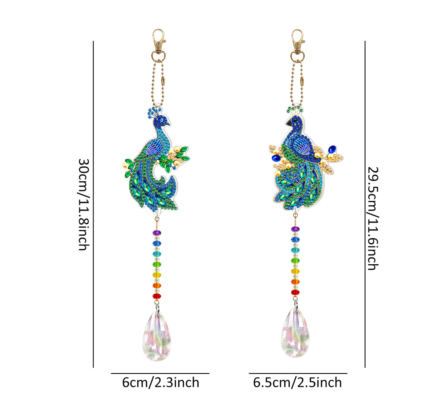Diamond painting double-sided pendant DIY handmade diamond keychain wind chime cross-border decoration painting