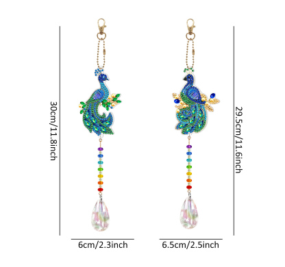 Diamond painting double-sided pendant DIY handmade diamond keychain wind chime cross-border decoration painting
