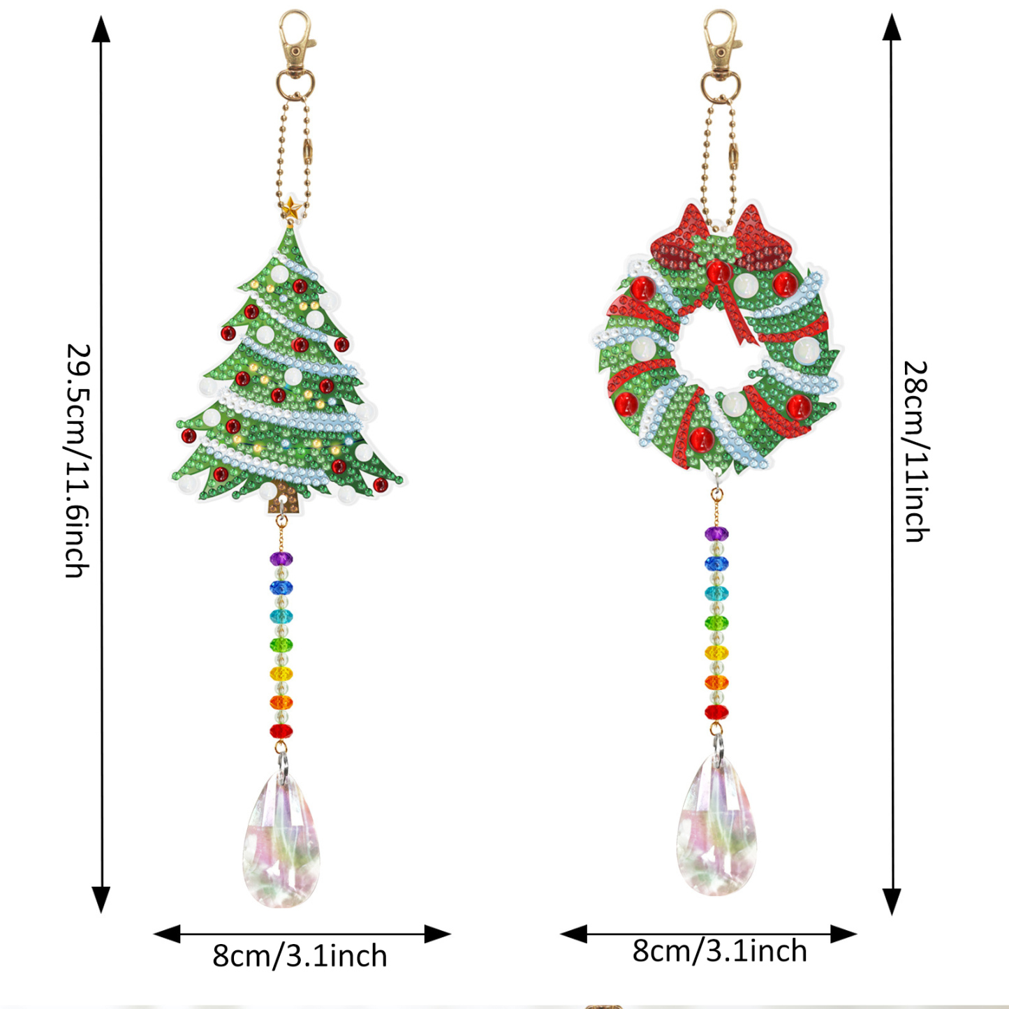 Diamond painting double-sided pendant DIY handmade diamond keychain wind chime cross-border decoration painting