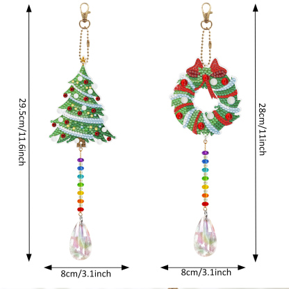 Diamond painting double-sided pendant DIY handmade diamond keychain wind chime cross-border decoration painting