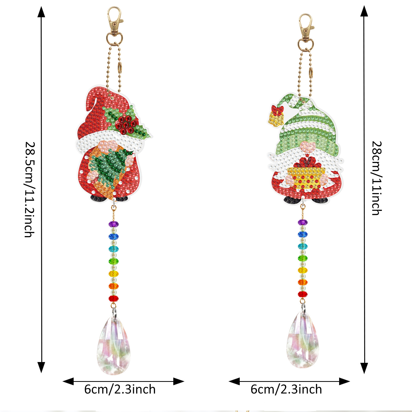 Diamond painting double-sided pendant DIY handmade diamond keychain wind chime cross-border decoration painting
