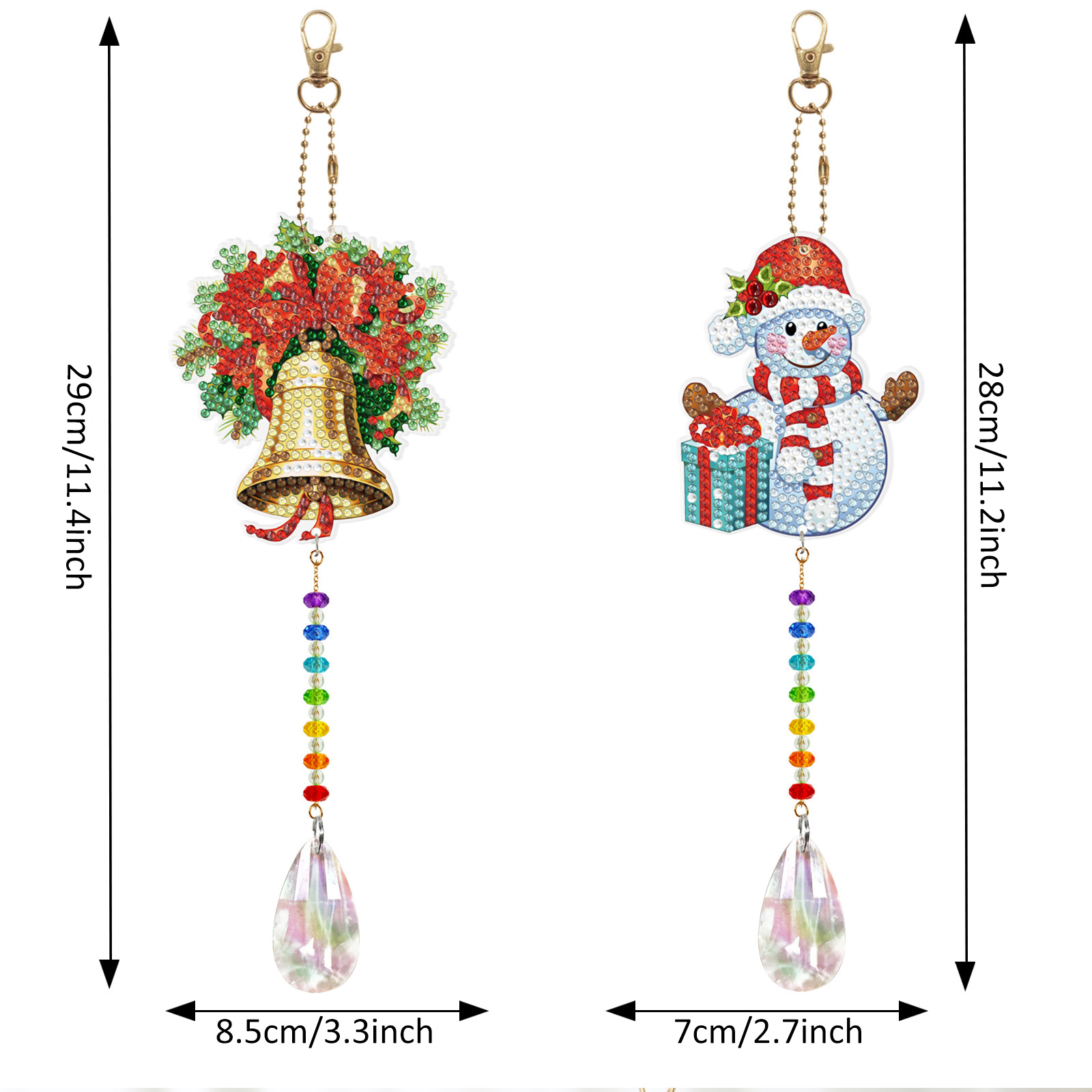 Diamond painting double-sided pendant DIY handmade diamond keychain wind chime cross-border decoration painting