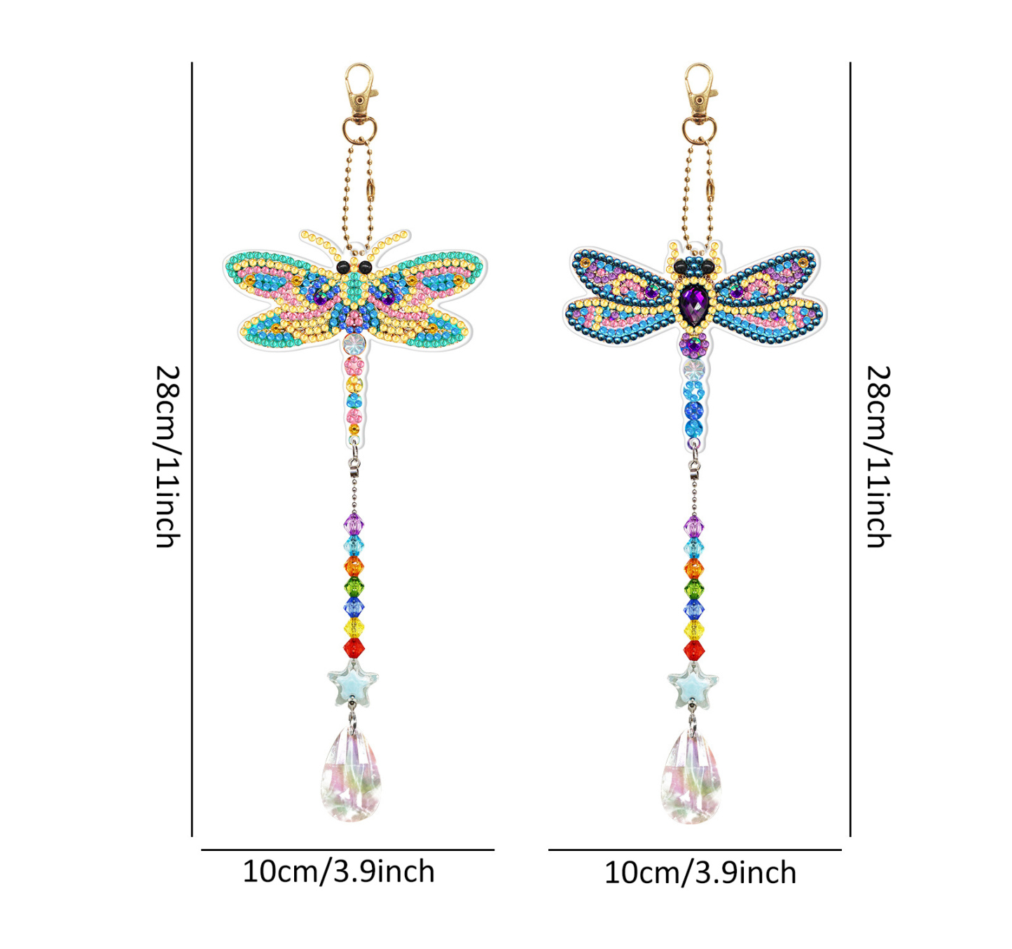 Diamond painting double-sided pendant DIY handmade diamond keychain wind chime cross-border decoration painting
