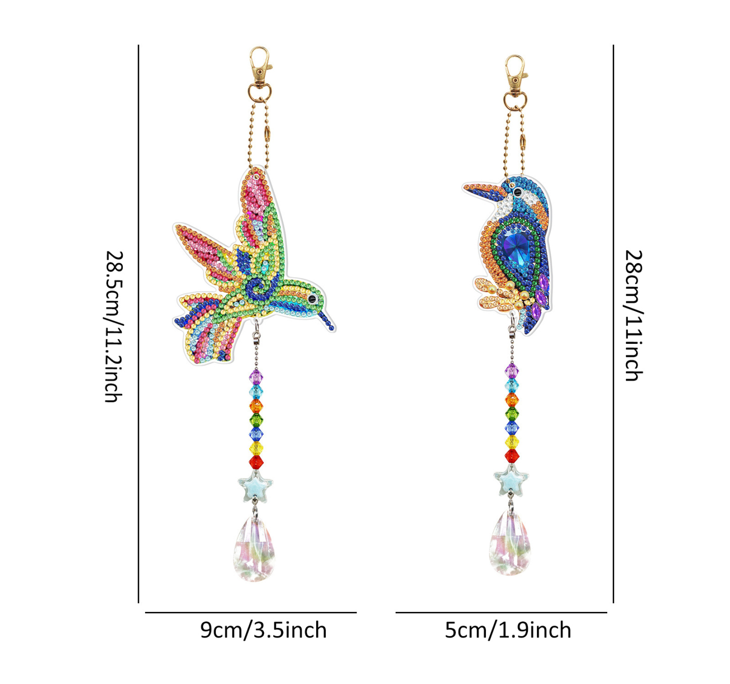Diamond painting double-sided pendant DIY handmade diamond keychain wind chime cross-border decoration painting