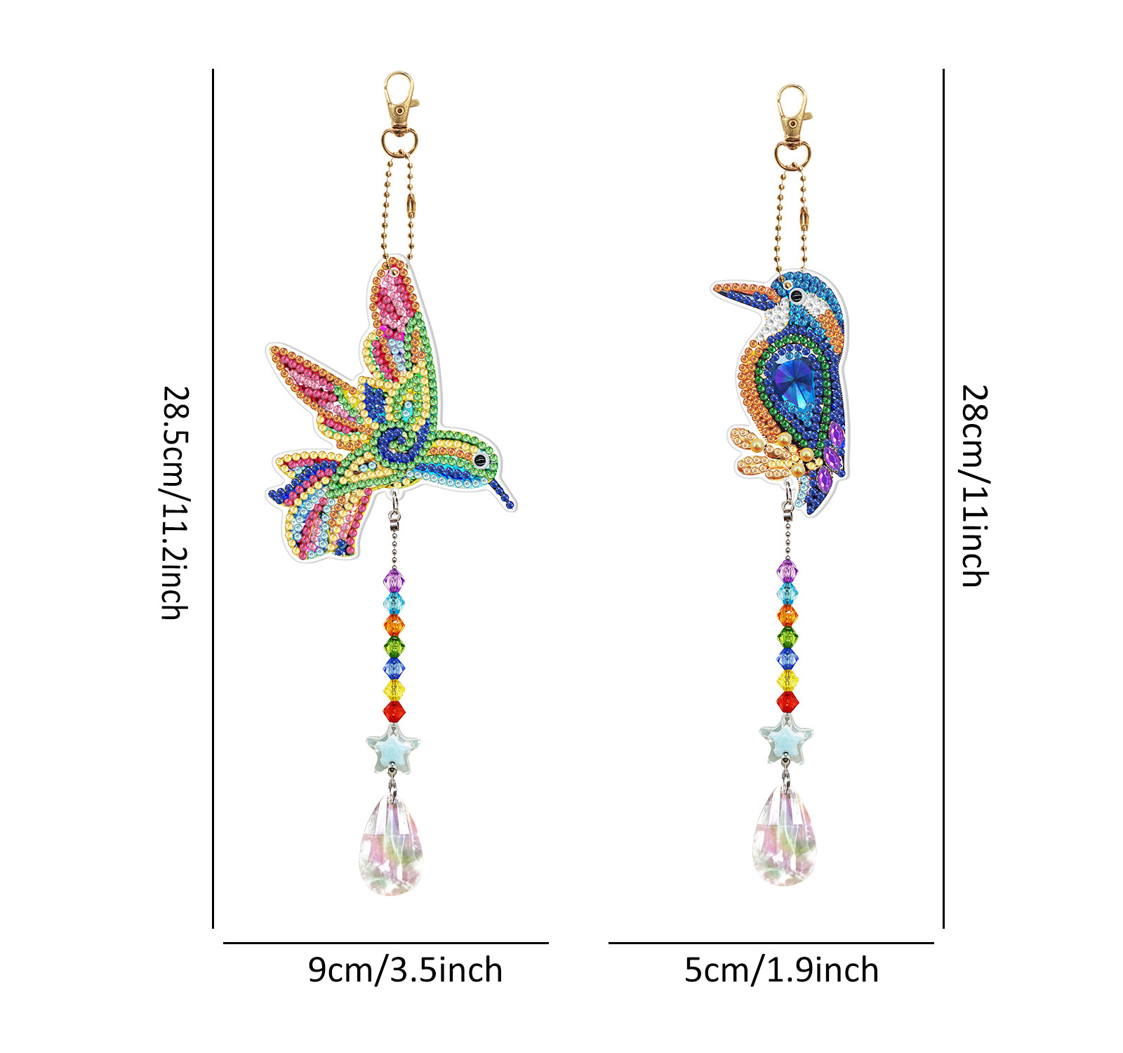 Diamond painting double-sided pendant DIY handmade diamond keychain wind chime cross-border decoration painting
