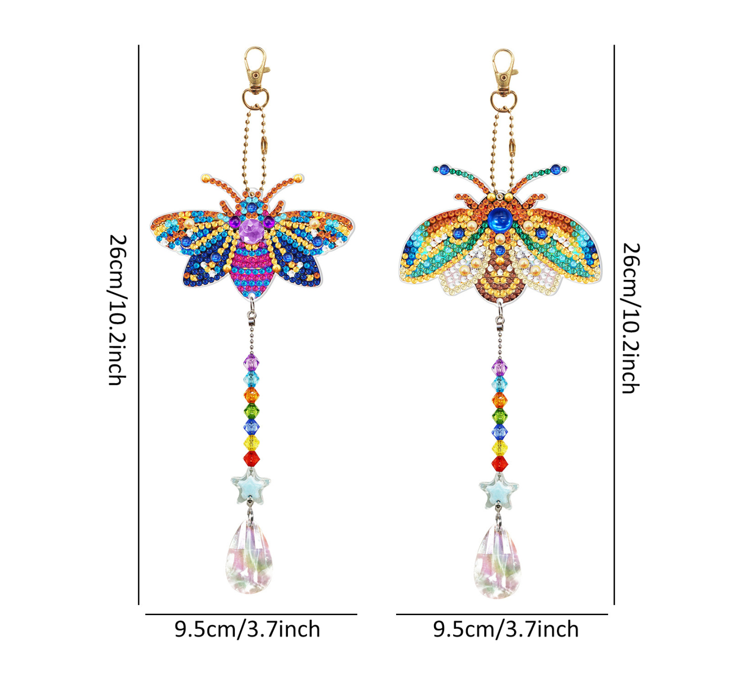 Diamond painting double-sided pendant DIY handmade diamond keychain wind chime cross-border decoration painting