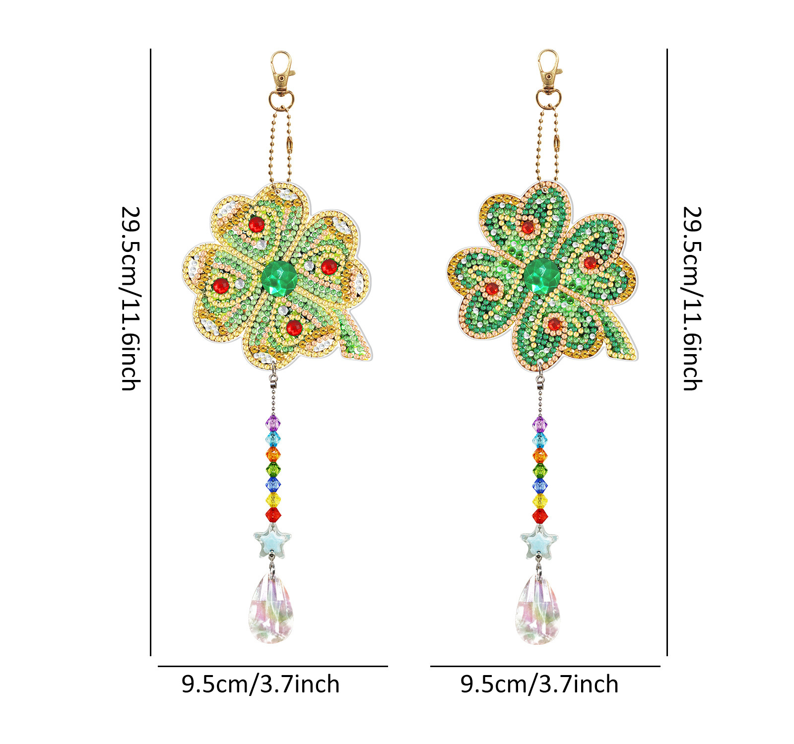Diamond painting double-sided pendant DIY handmade diamond keychain wind chime cross-border decoration painting