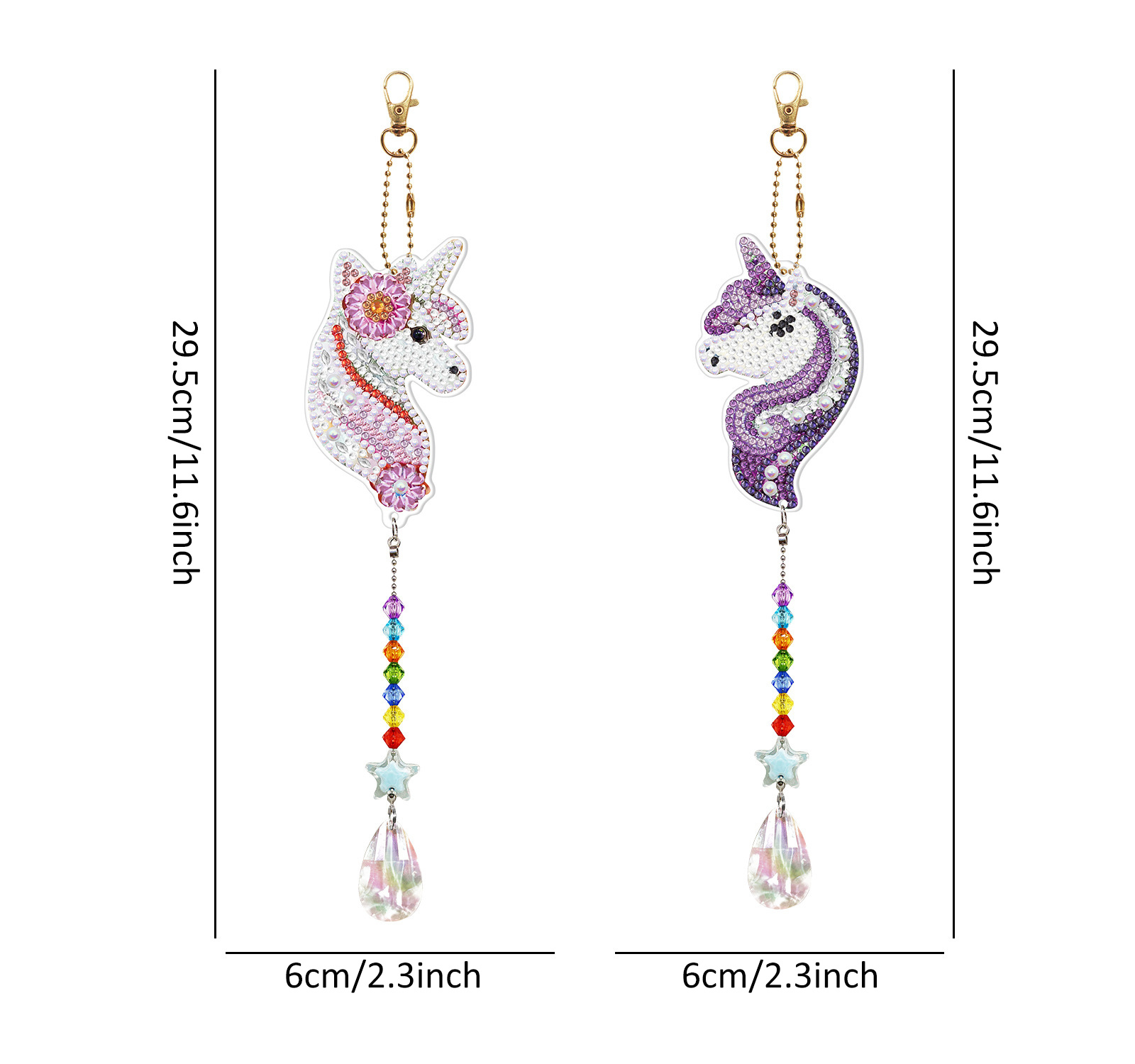 Diamond painting double-sided pendant DIY handmade diamond keychain wind chime cross-border decoration painting