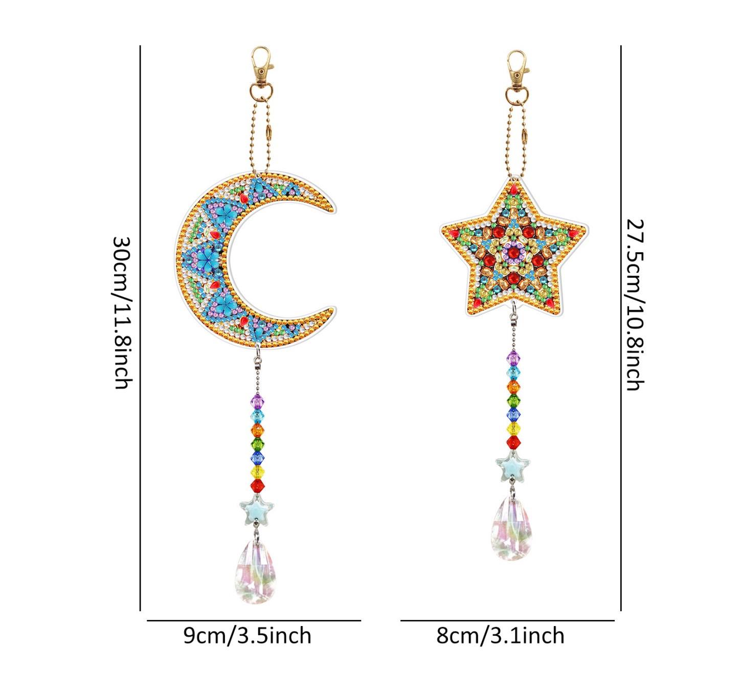 Diamond painting double-sided pendant DIY handmade diamond keychain wind chime cross-border decoration painting