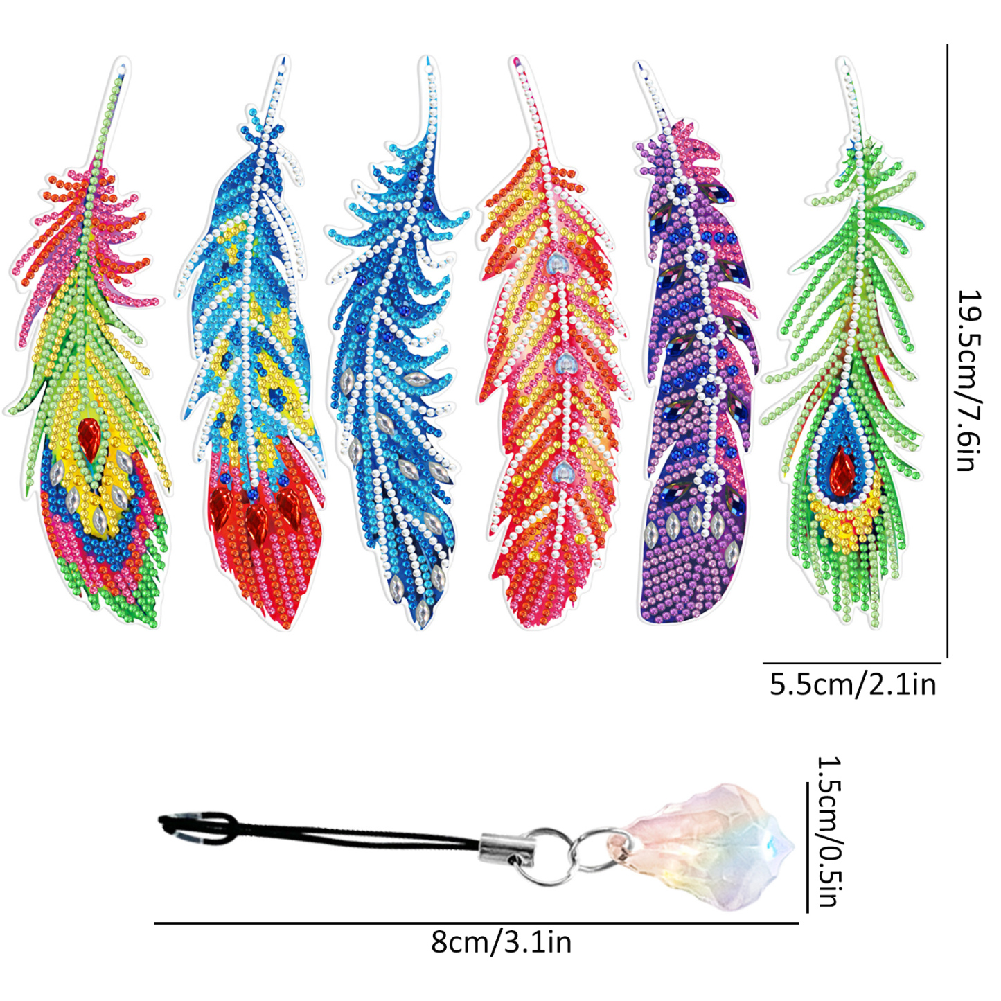 Diamond painting bookmark wholesale PET thin 5D feather cross crystal