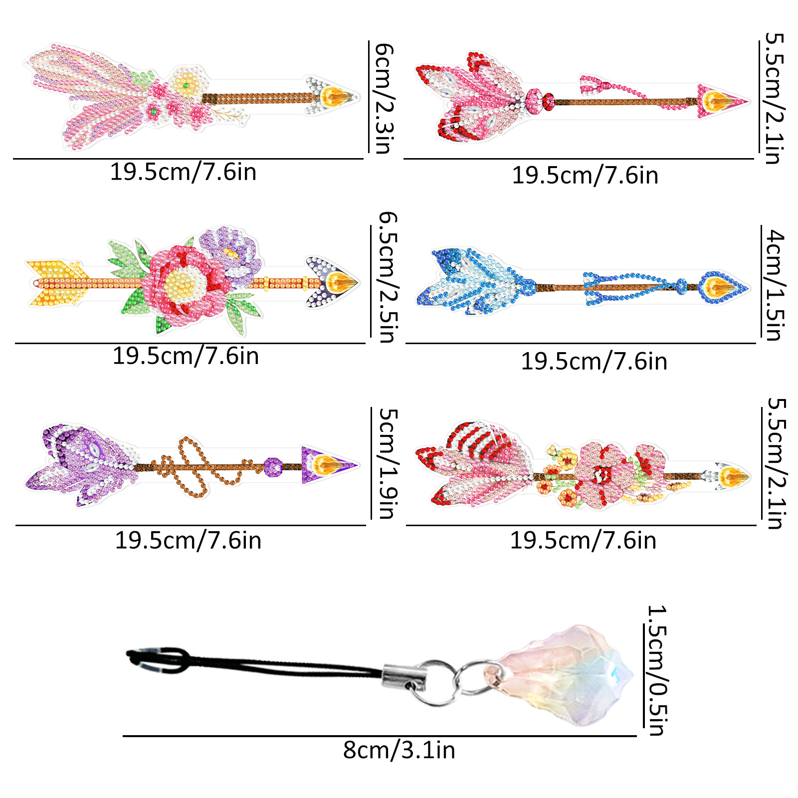 Diamond painting bookmark wholesale PET thin 5D feather cross crystal pendant DIY handmade diamond decoration pendant