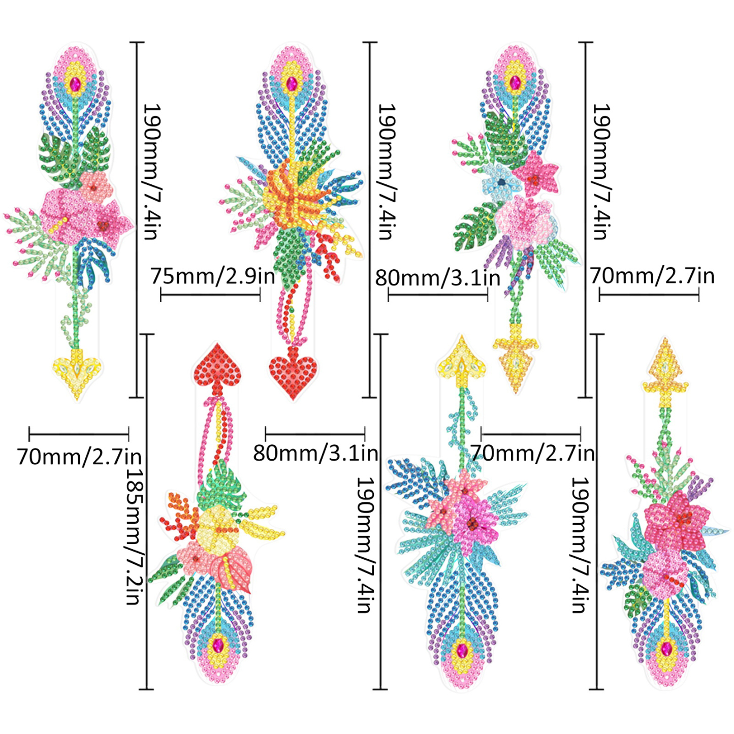 Diamond painting bookmark wholesale PET thin 5D feather cross crystal pendant DIY handmade diamond decoration pendant