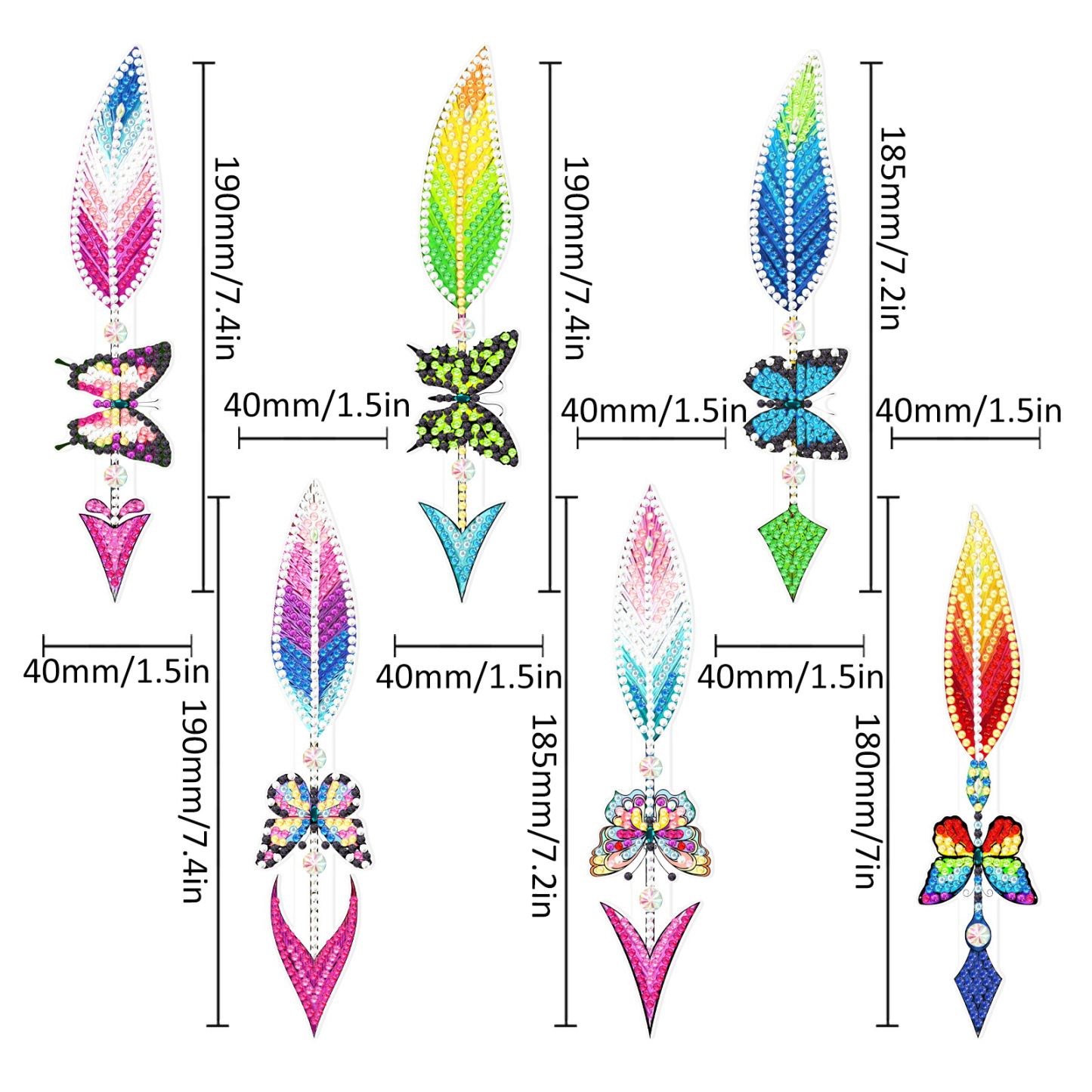 Diamond painting bookmark wholesale PET thin 5D feather cross crystal pendant DIY handmade diamond decoration pendant