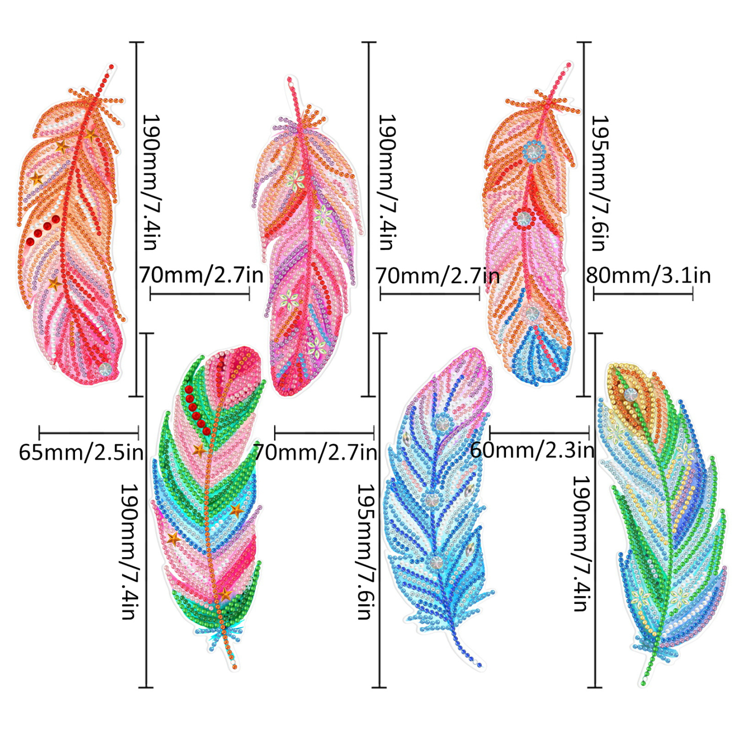 Diamond painting bookmark wholesale PET thin 5D feather cross crystal pendant DIY handmade diamond decoration pendant