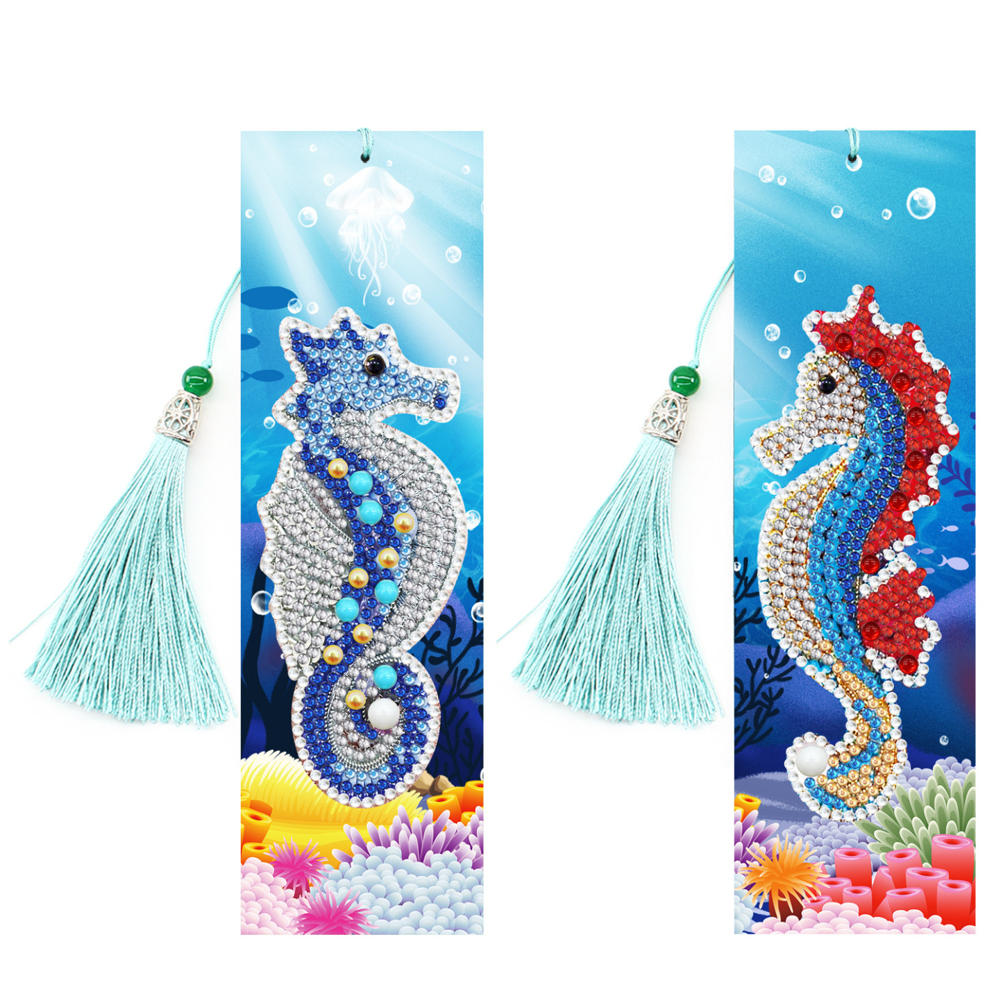 New Diamond Painting Bookmark 5d Cross border DIY Bright Diamond Alien Diamond Bookmark with Pendant Foreign Trade Set Wholesale