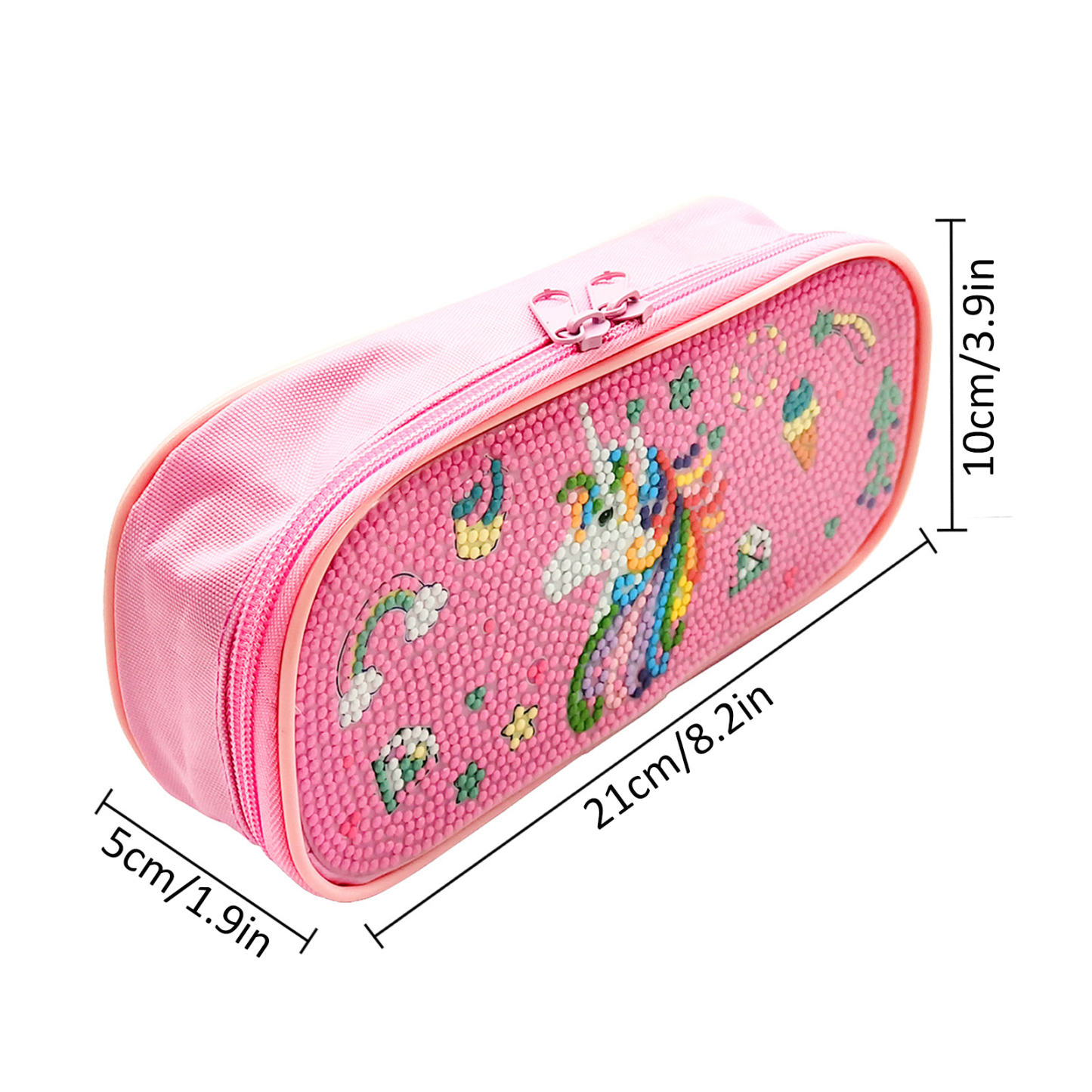 DIY Diamond Brush Bag Pink Student Stationery Bag Handmade DIY Sticky