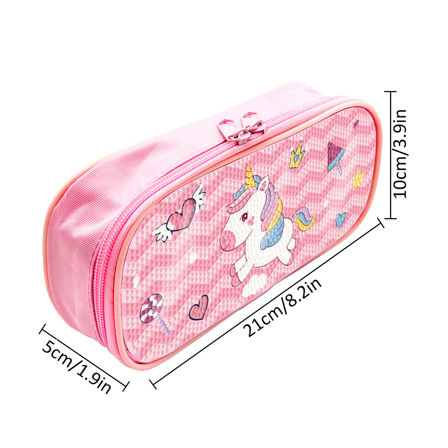 DIY Diamond Brush Bag Pink Student Stationery Bag Handmade DIY Sticky Diamond Embroidery Zipper Stationery Box