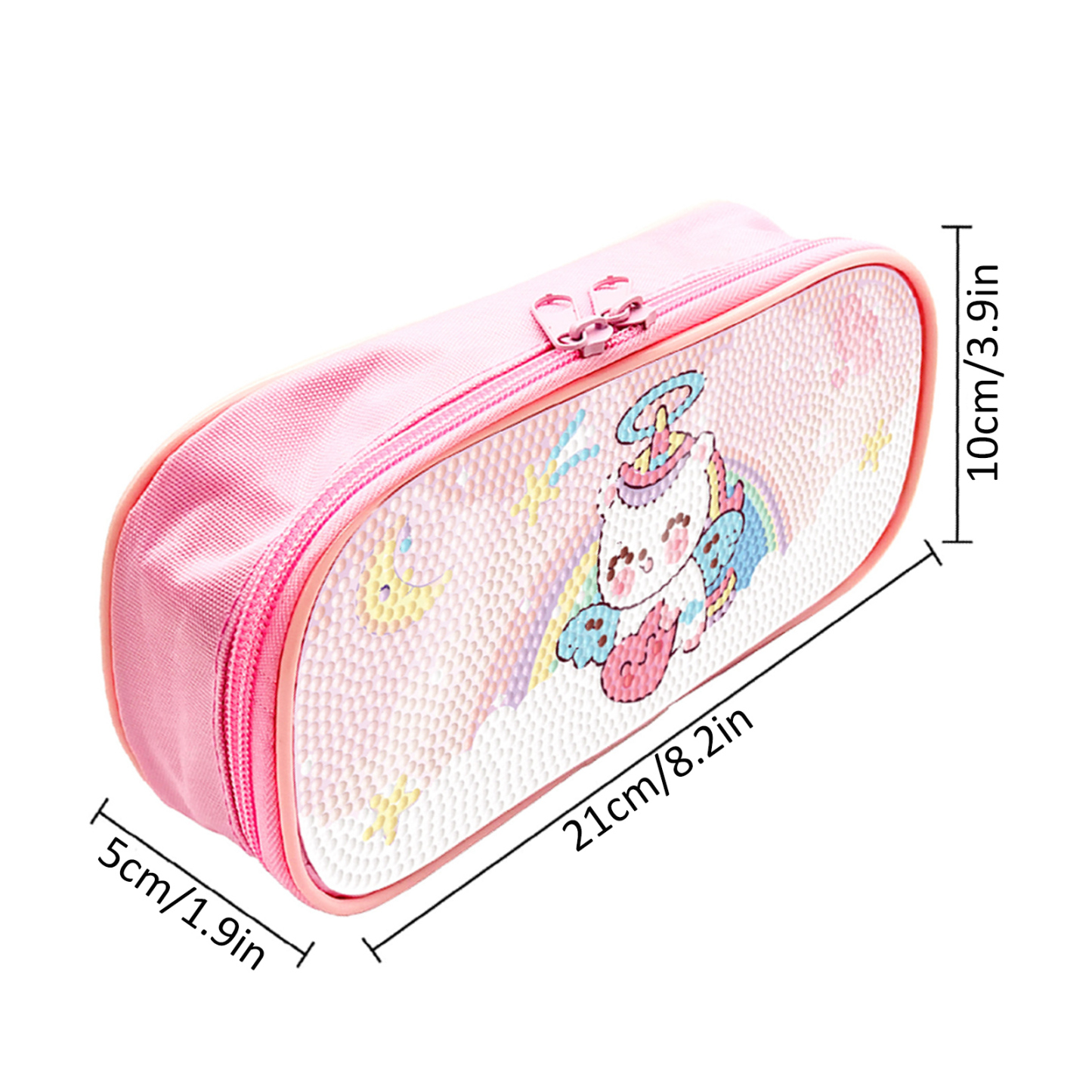 DIY Diamond Brush Bag Pink Student Stationery Bag Handmade DIY Sticky Diamond Embroidery Zipper Stationery Box