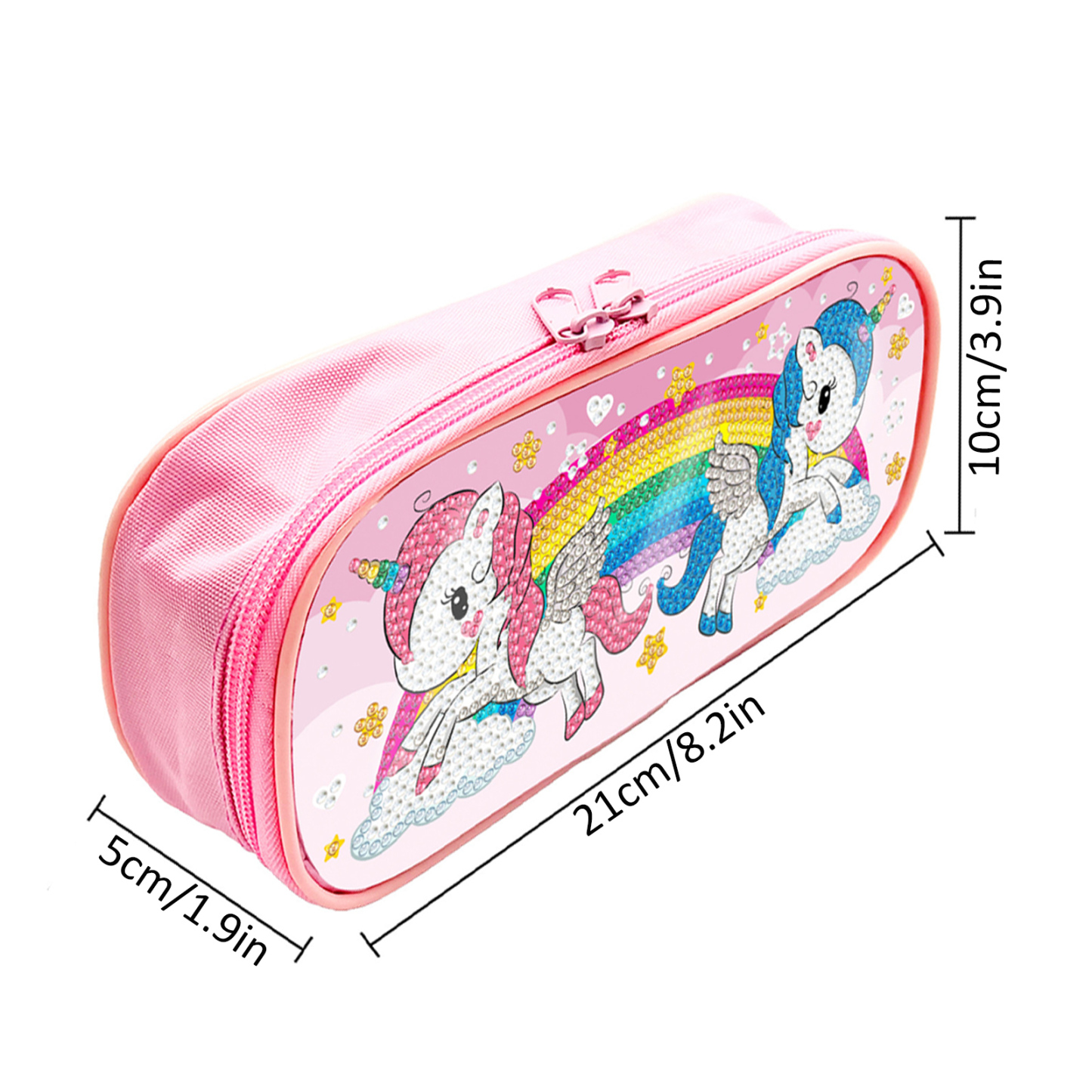 DIY Diamond Brush Bag Pink Student Stationery Bag Handmade DIY Sticky Diamond Embroidery Zipper Stationery Box
