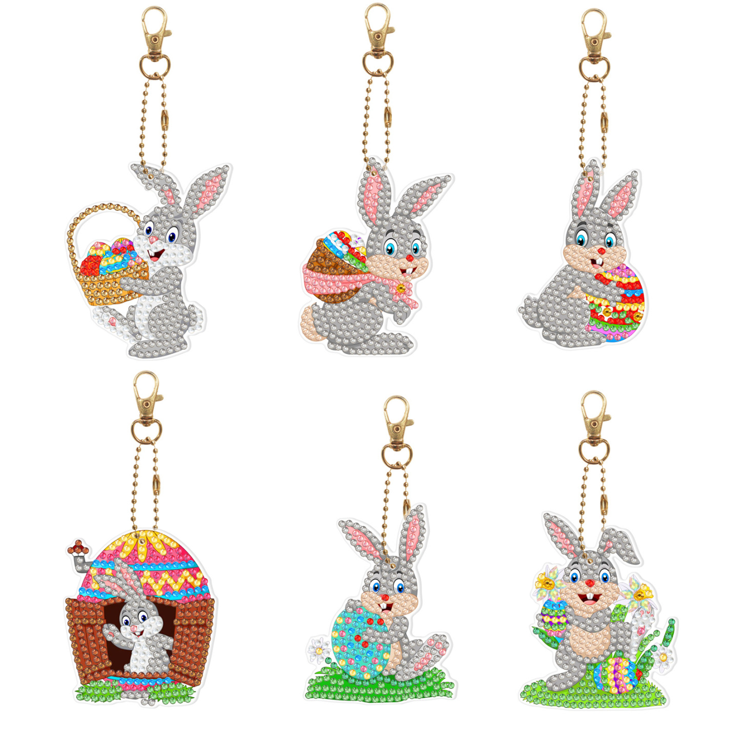 Diamond painting DIY keychain Christmas style keychain handmade diamond pasting Easter keychain Spring Festival diamond painting