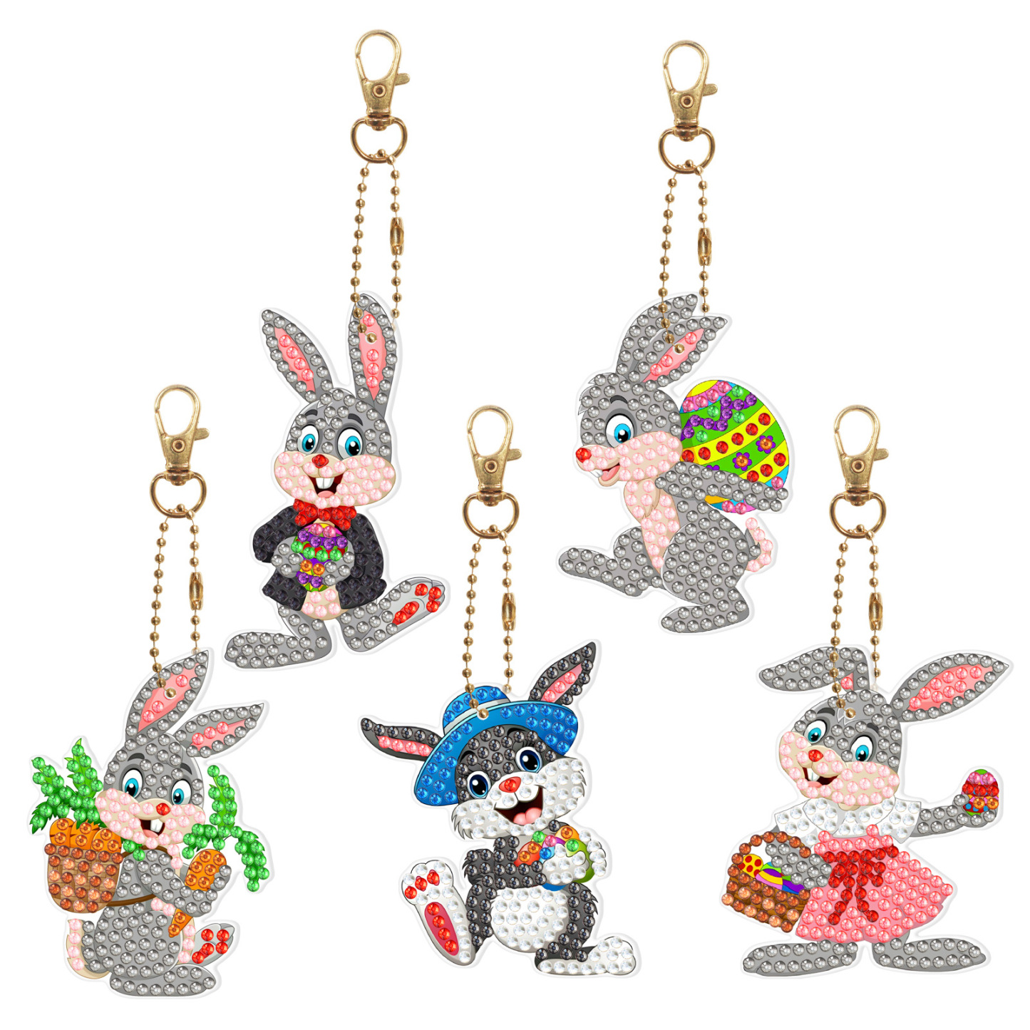 Diamond painting DIY keychain Christmas style keychain handmade diamond pasting Easter keychain Spring Festival diamond painting
