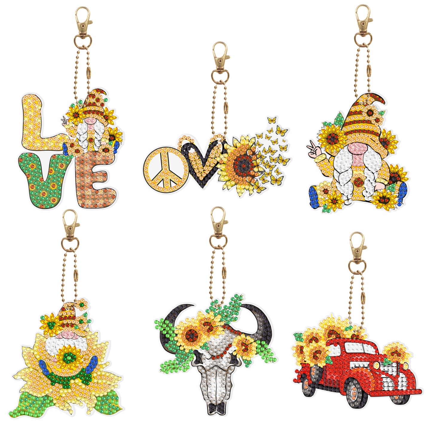 Diamond painting DIY keychain Christmas style keychain handmade diamond pasting Easter keychain Spring Festival diamond painting