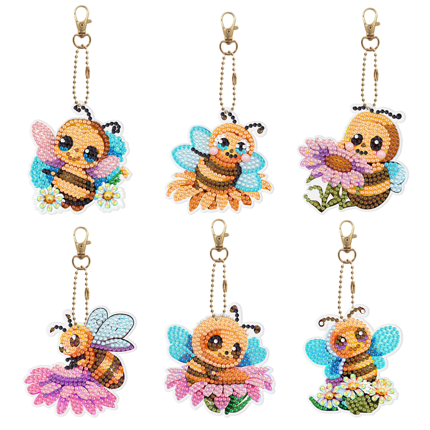 Diamond painting DIY keychain Christmas style keychain handmade diamond pasting Easter keychain Spring Festival diamond painting