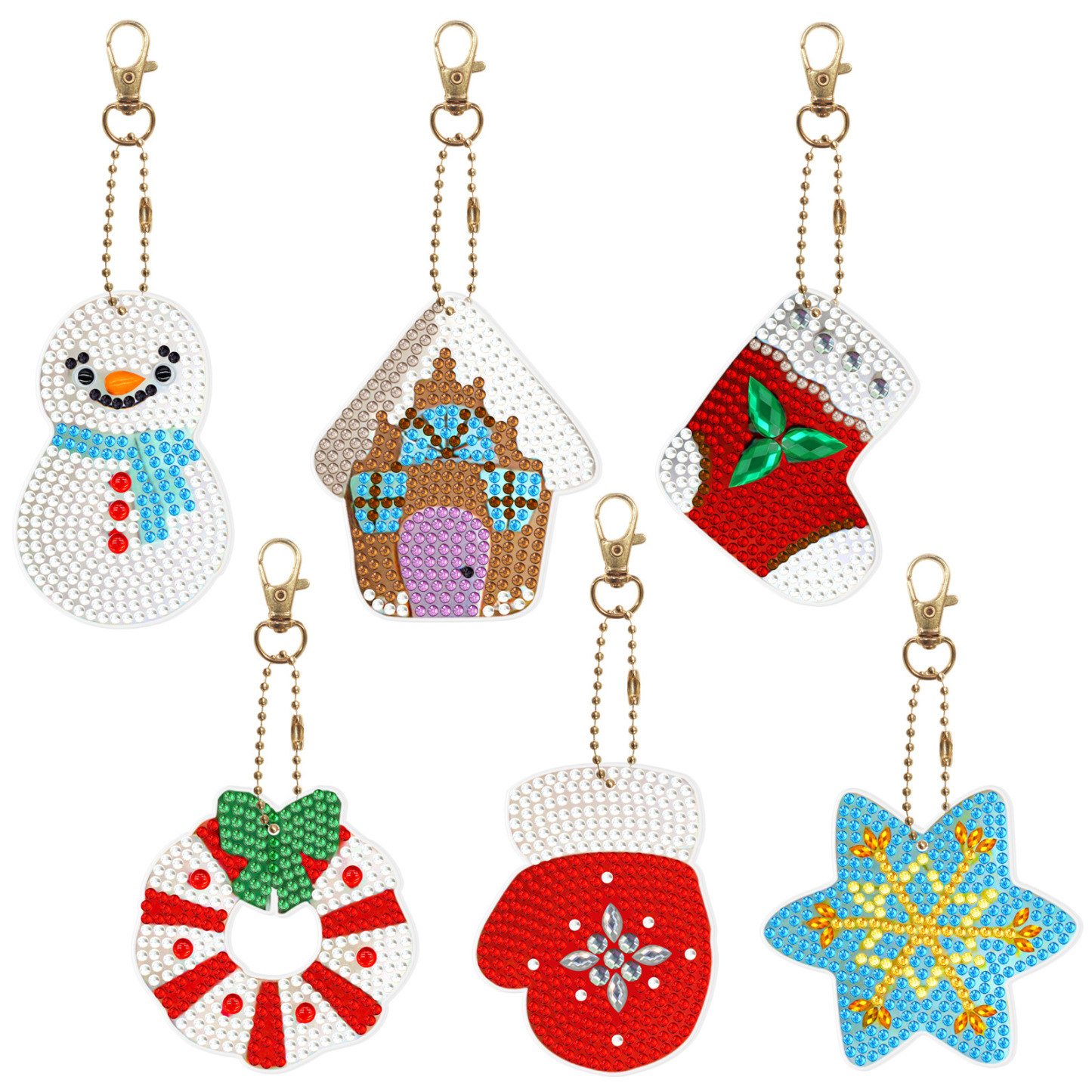 Diamond painting DIY keychain Christmas style keychain handmade diamond pasting Easter keychain Spring Festival diamond painting