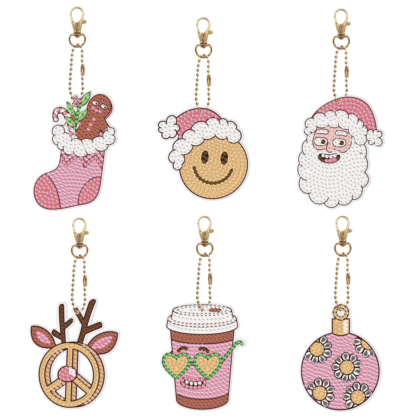 Diamond painting DIY keychain Christmas style keychain handmade diamond pasting Easter keychain Spring Festival diamond painting
