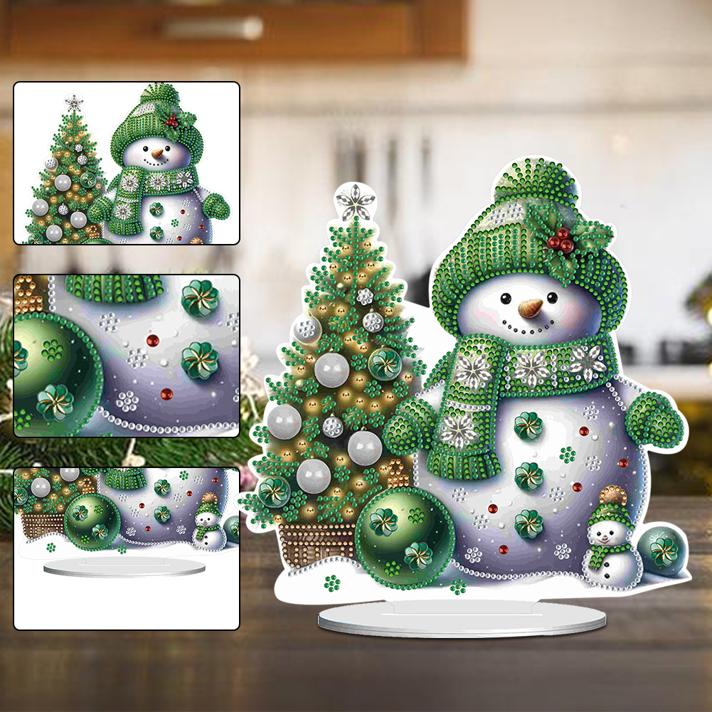 DIY Acrylic Winter Snowman Diamond Painting Desktop Decor Kit