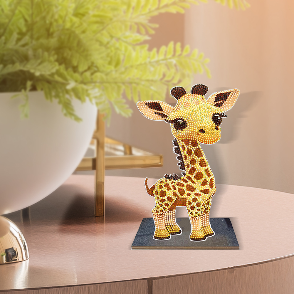 DIY Diamonds Painting Ornaments Wooden Animal Giraffe Art Craft Kit
