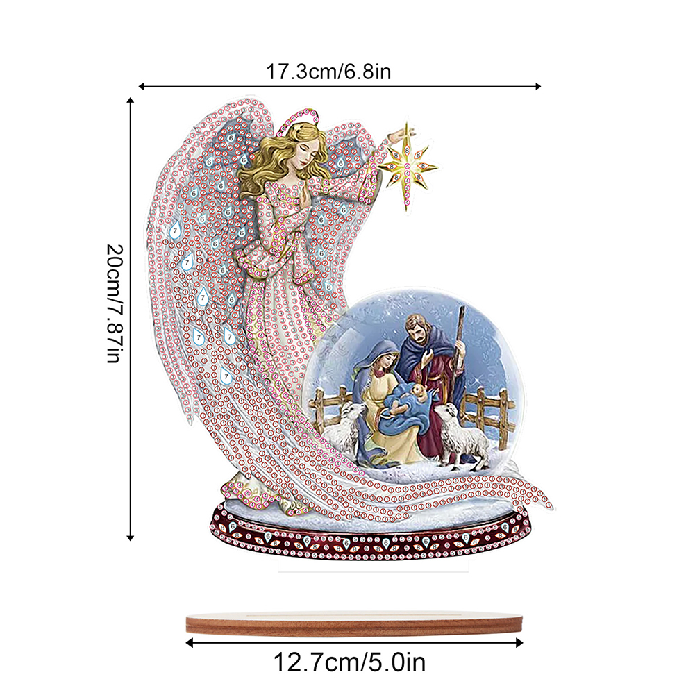 DIY Wooden Jesus Angel Diamonds Painting Desktop Decor for Table Office Decor Kit