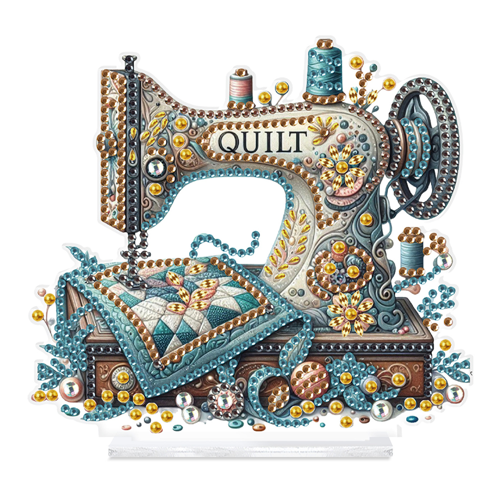 Sewing Machine Special Shaped 5D DIY Diamond Art Kit Tabletop Decorations for Adults
