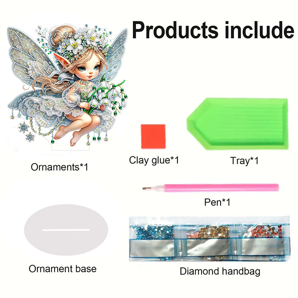 DIY Flower Fairy Special Shaped Double Sided Diamond Painting Tabletop Ornaments Kit