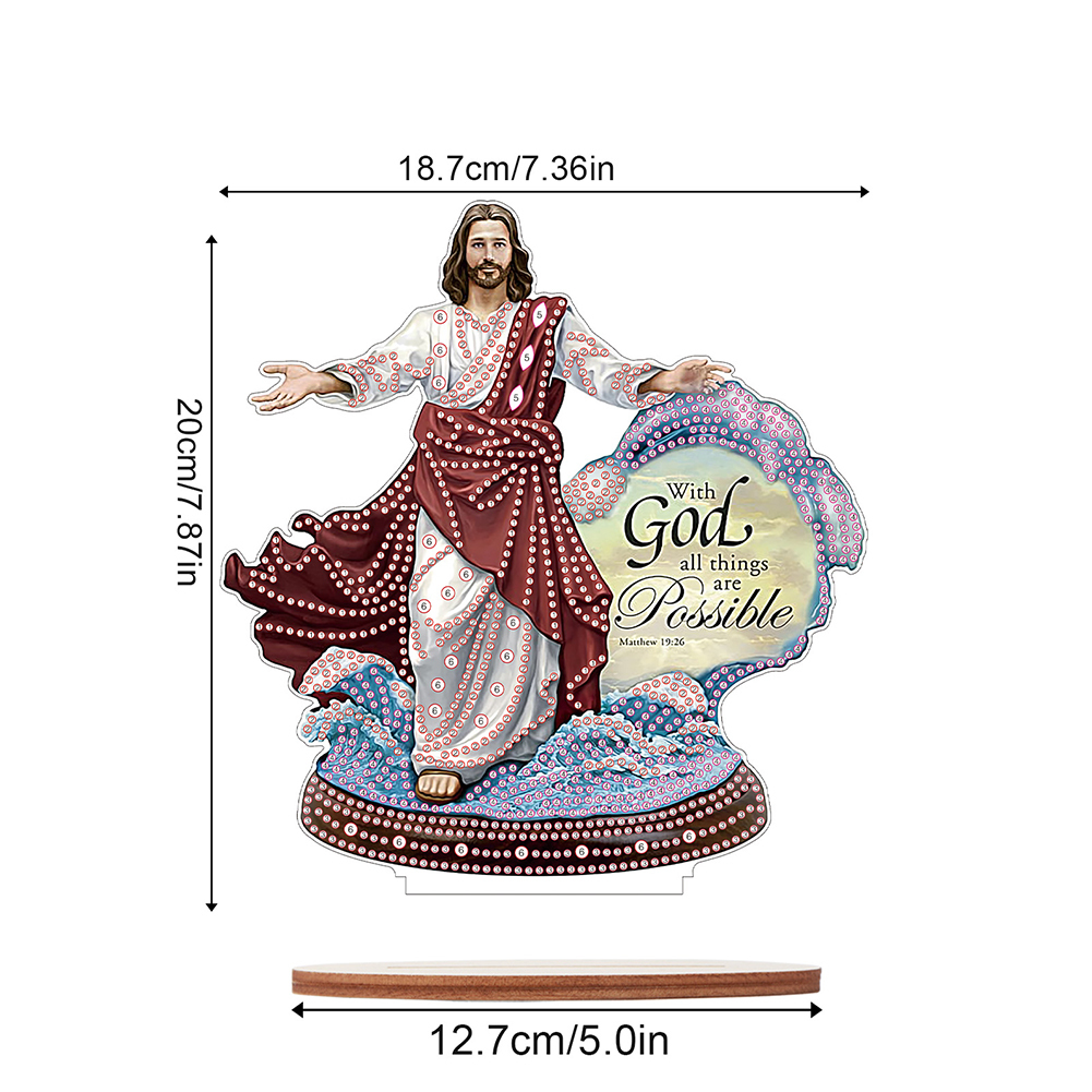 DIY Wooden Jesus Angel Diamonds Painting Desktop Decor for Table Office Decor Kit