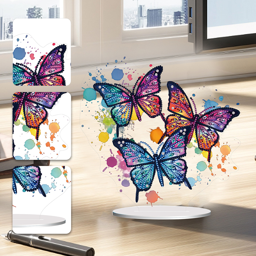 5D DIY Special Shape Diamond Painting Acrylic Desk Ornament Butterfly Decor Kit
