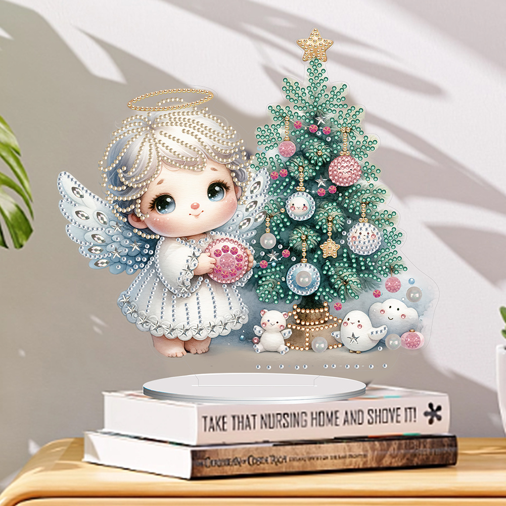 5D DIY Special Shape Diamond Painting Angel Tree Desk Ornament Decor Kit