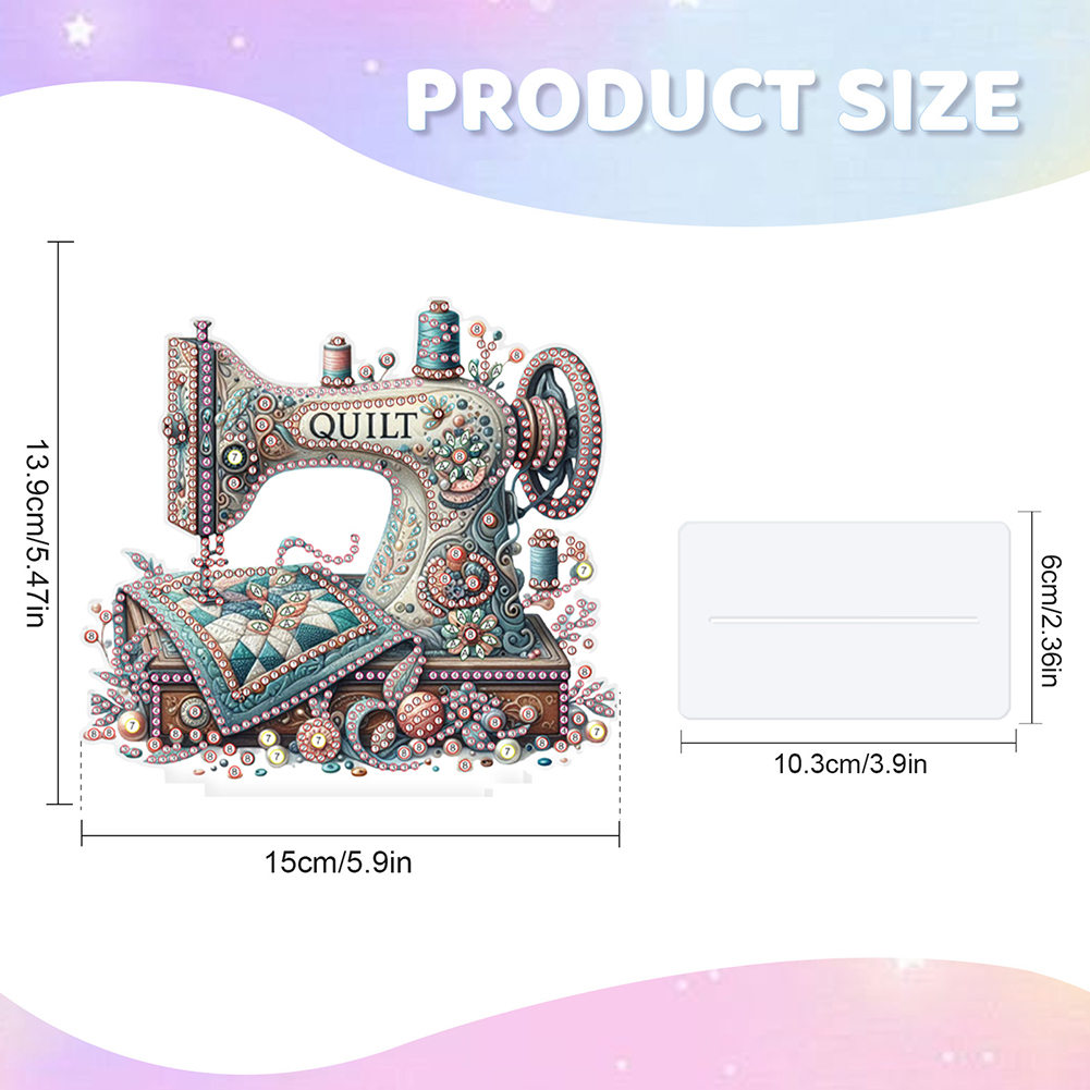 Sewing Machine Special Shaped 5D DIY Diamond Art Kit Tabletop Decorations for Adults