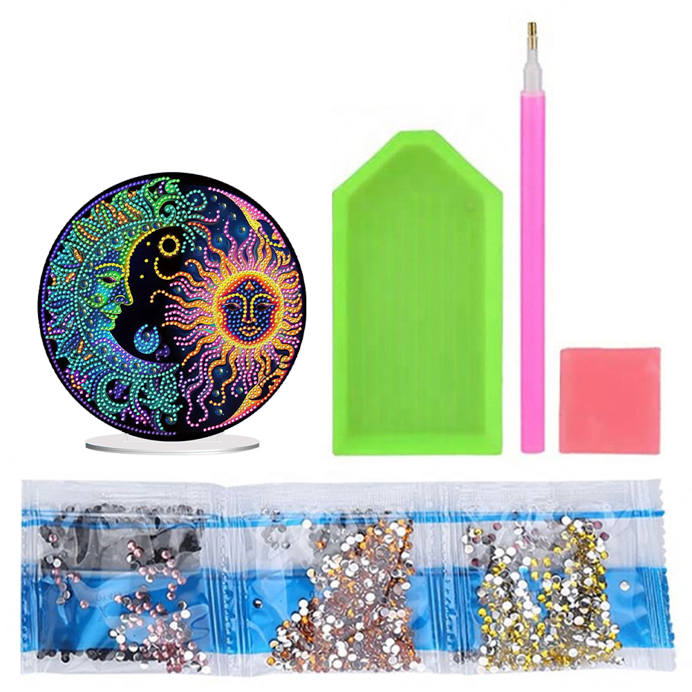 DIY Acrylic Sun and Moon Diamond Painting Desktop Ornament Kit