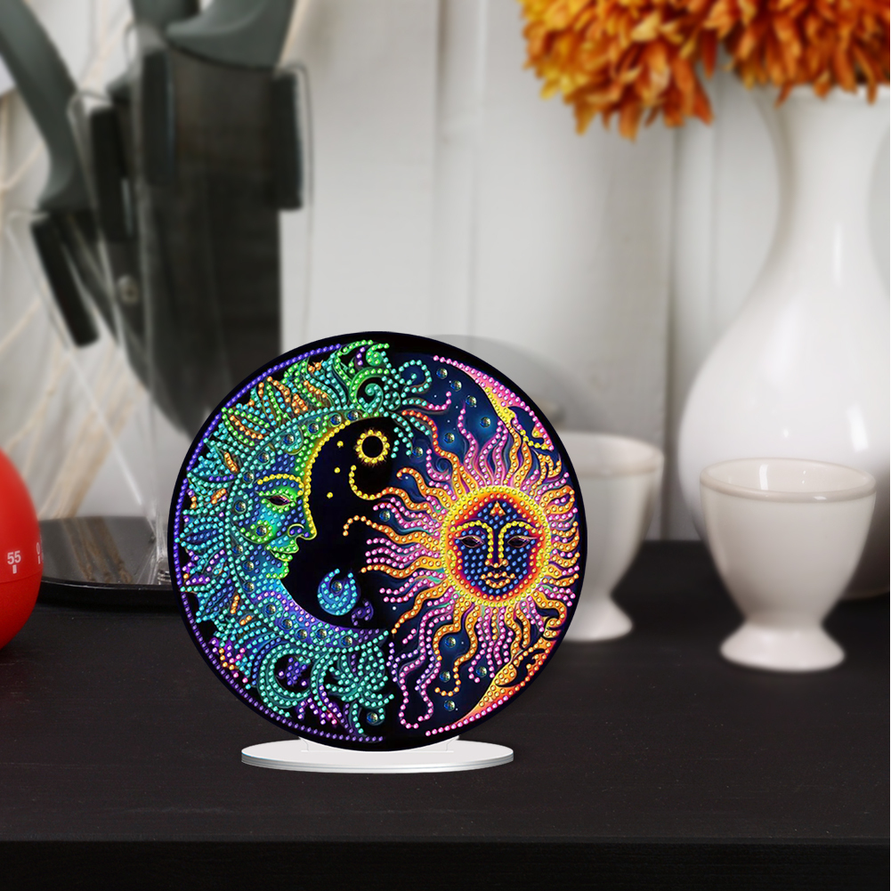 DIY Acrylic Sun and Moon Diamond Painting Desktop Ornament Kit
