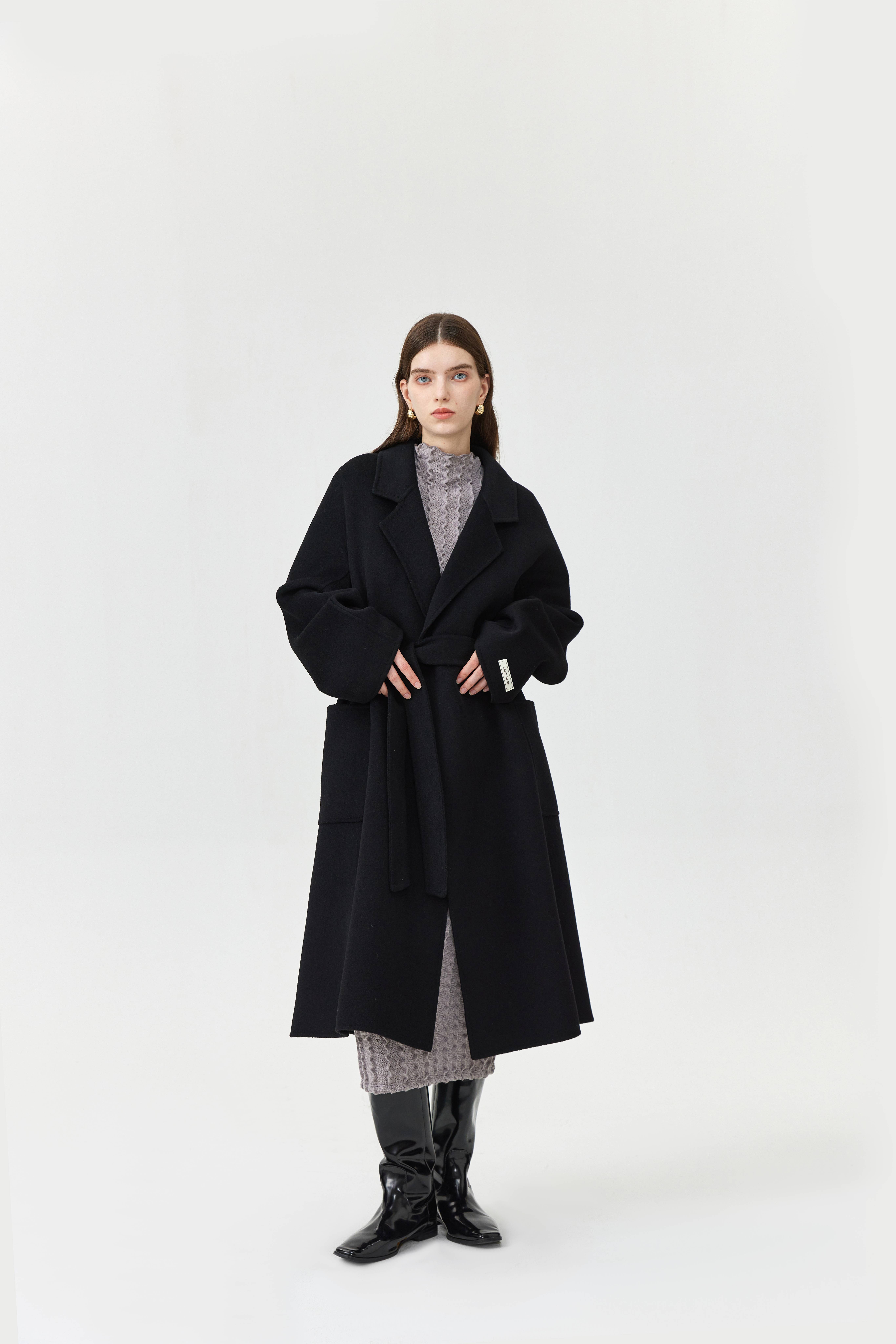 Wool Pocket Coat With Belt