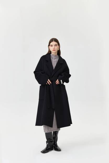 Wool Pocket Coat With Belt