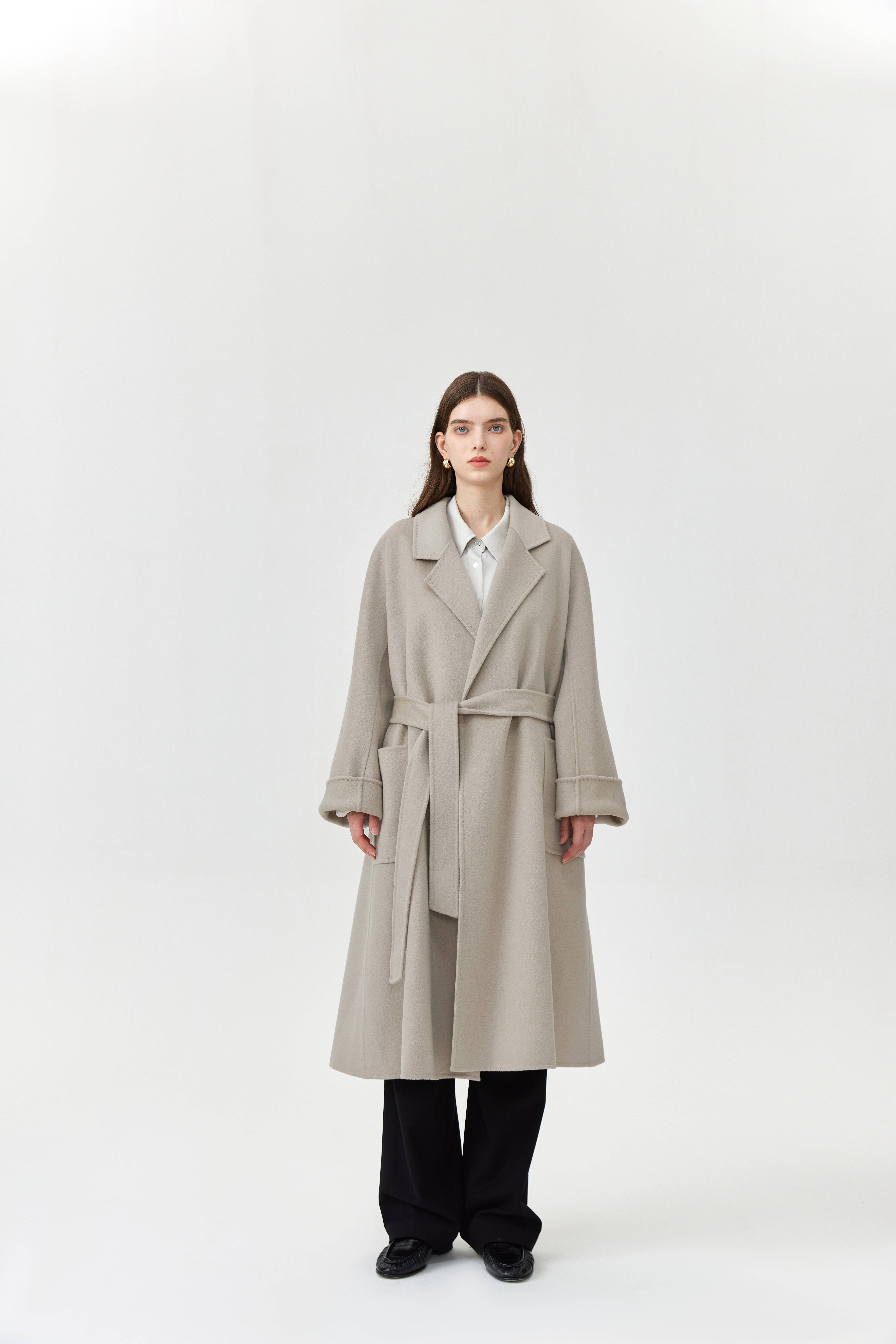 Wool Pocket Coat With Belt