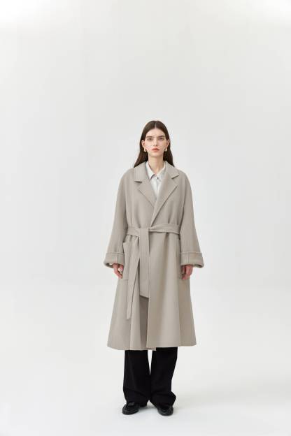 Wool Pocket Coat With Belt
