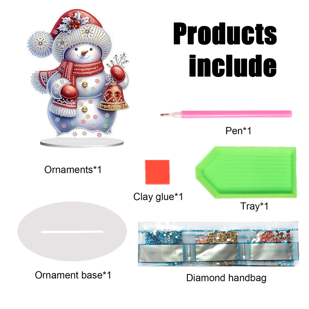 DIY Acrylic Winter Snowman Diamond Painting Desktop Decor Kit