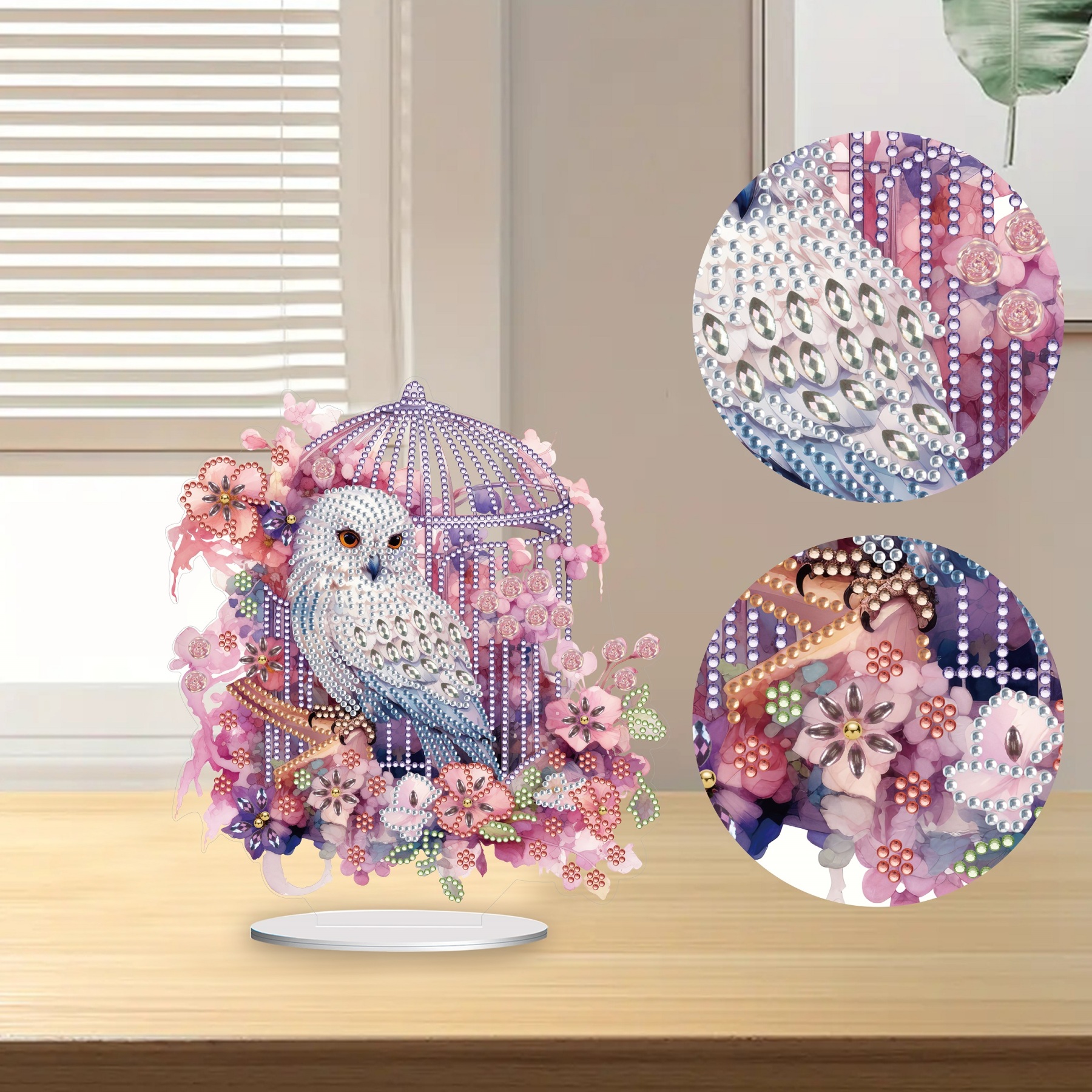 5D DIY Special Shape Diamond Painting Desk Ornament Flower Cage Owl Decor Kit