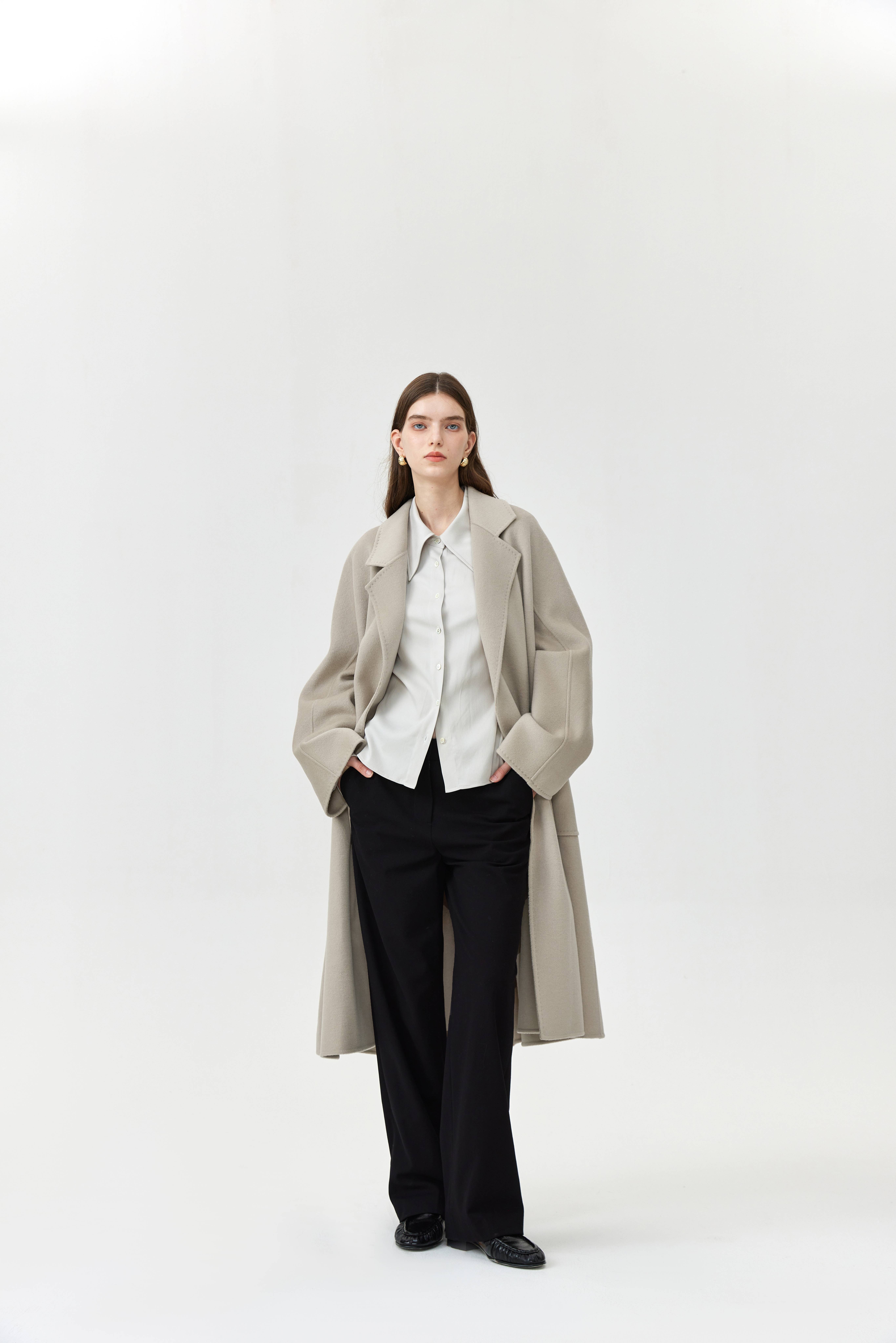 Wool Pocket Coat With Belt
