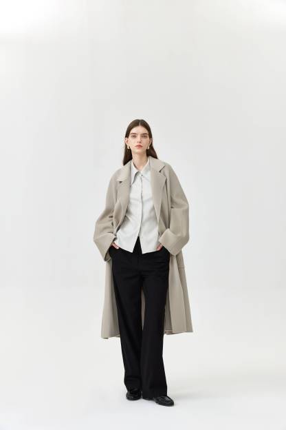 Wool Pocket Coat With Belt